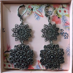 Silver and black vintage style earrings